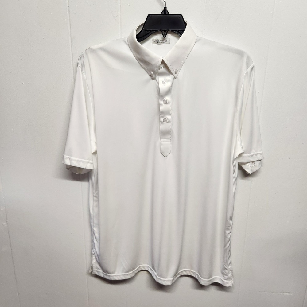 Collars & Co. Polo Shirt Mens Large White Dress Collar Relaxed Polyester 1064